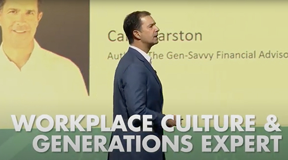 Cam Marston giving a presentation "Workplace culture and generations expert"